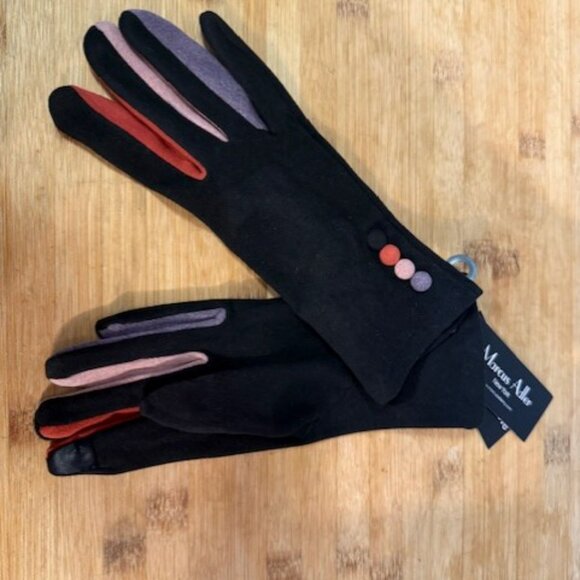 Retro Faux Suede gloves with multi color blocking - NWT - Picture 12 of 16